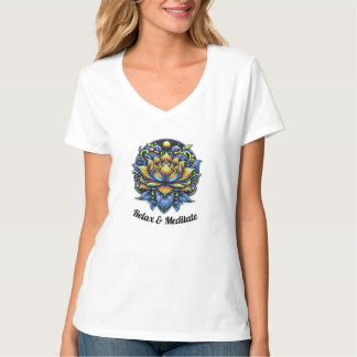 T-shirt Lotus Flower Relax & Méditez Blue Yellow