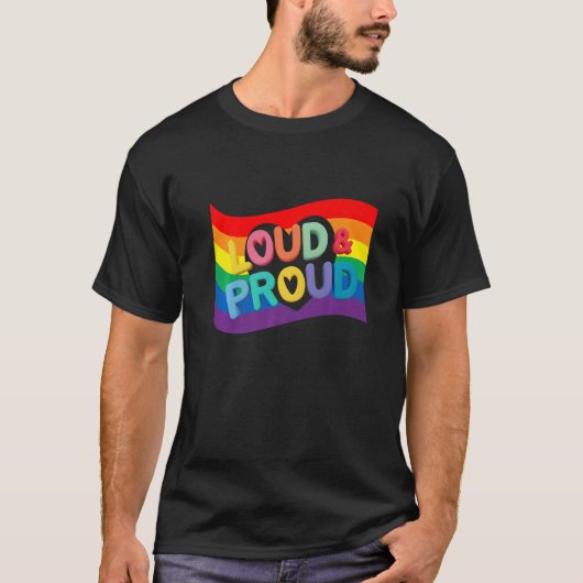 T-shirt Loud Et Fière Lgbtq Droits Gay Fière Fierté Arc-en (Devant)
