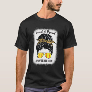T-shirt Loud Fier Baseball Softball Maman Messy Bun Leopar