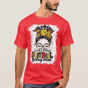 T-shirt Loud & Fier Softball Bonus Maman Messy Bun Jour