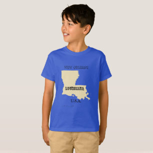 T-shirt - Louisiana-kaart met stad