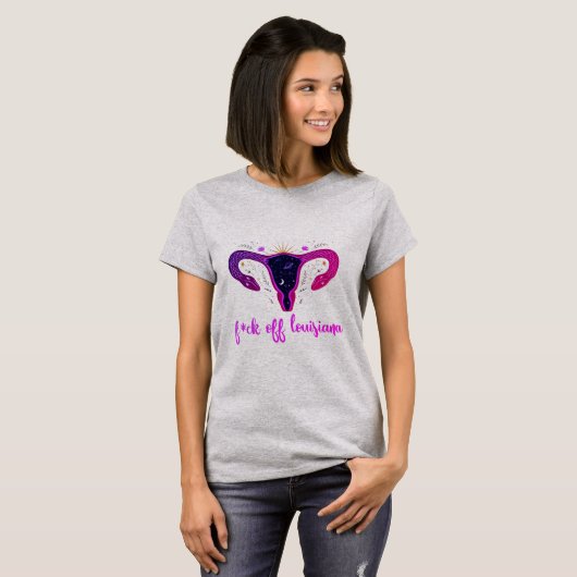 T-shirt Louisiane Abortion Ban Céleste Uterus protestation (Devant entier)