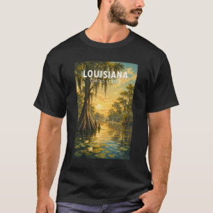 T-shirt Louisiane Illustration Voyage Art Rétro