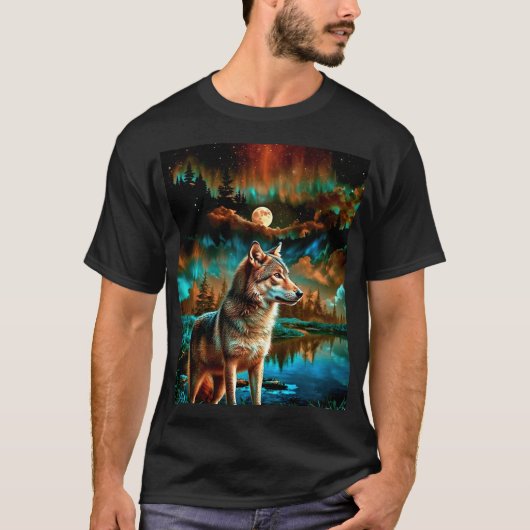 T-shirt Loup Abstrait à Woods (Devant)