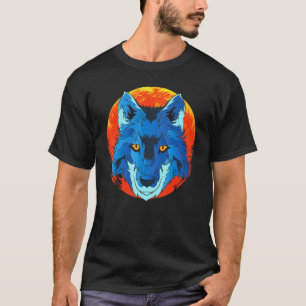 T-shirt Loup animal de la forêt prédateur Lune rouge