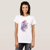 T-shirt Loup aquarelle artistique (Devant entier)