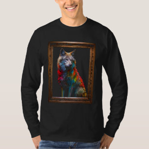 T-shirt Loup Art Coloré Amoureux des Animaux Loup