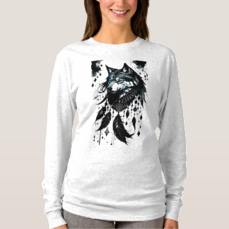 T-shirt loup, attrape-rêves, amulette, talisman, protectio
