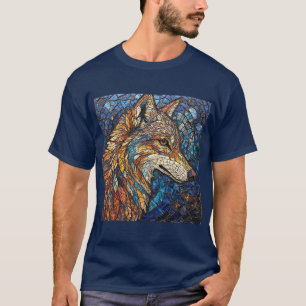 T-shirt Loup avec des pièces de verre colorées vibrantes