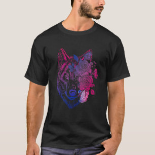 T-shirt Loup bisexuel, Floral de loup, Bisexualité, Bi Pri