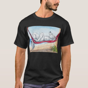 T-shirt Loup blanc d'anthro appréciant l'été dans l'ham