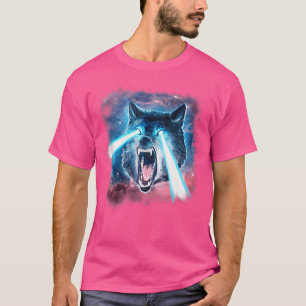 T-shirt Loup Blanc Effrayant Dans Les Lasers Spatiaux Anim