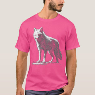 T-shirt Loup Blanc En Pixels Art Animal Motif Wolf