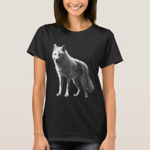 T-shirt Loup blanc en Pixels Art animal Motif Wolf