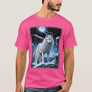 T-shirt Loup Blanc Se Trouvant Sur Un Imaginaire Forestier