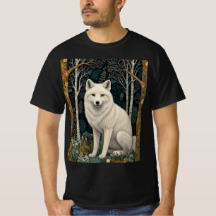 T-shirt Loup blanc vintage boho forêt sylvestre