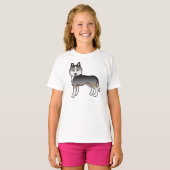 T-shirt Loup clair Gris Sibérien Husky mignon chien de des (Devant entier)