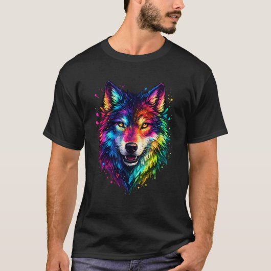 T-shirt Loup Coloré (Devant)