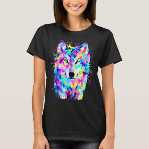 T-shirt Loup coloré éclaboussure art faune animal
