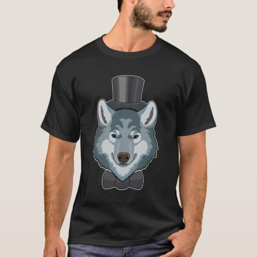 T-shirt Loup comme marié avec nœud papillon (Devant)