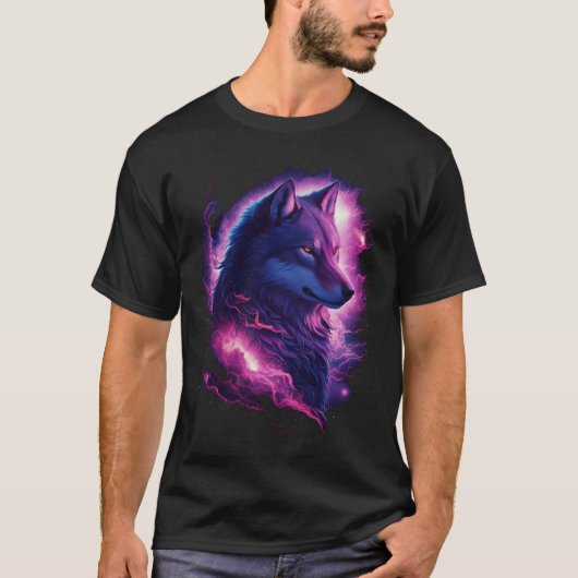 T-shirt Loup cosmique : Nature majestueuse et fusion Unive (Devant)