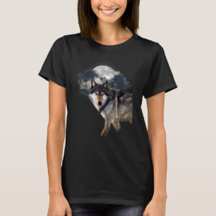 T-shirt Loup dans la Pleine lune Loup et amoureux de la na