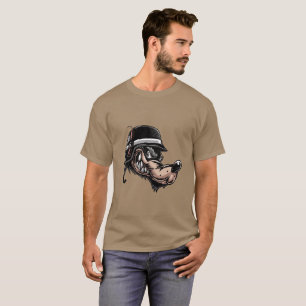 T-shirt Loup de dessin animé avec de la dynamite sur son c