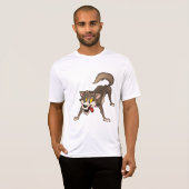 T-shirt Loup de dessin animé avec une expression de folie (Devant entier)