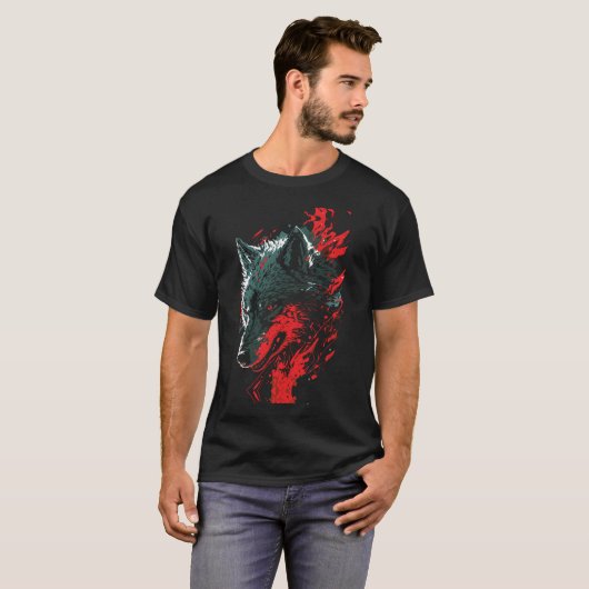 T-shirt Loup de feu en action (Devant entier)