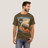 T-shirt Loup de l'Alaska pendant la saison d'automne Mens (Devant entier)