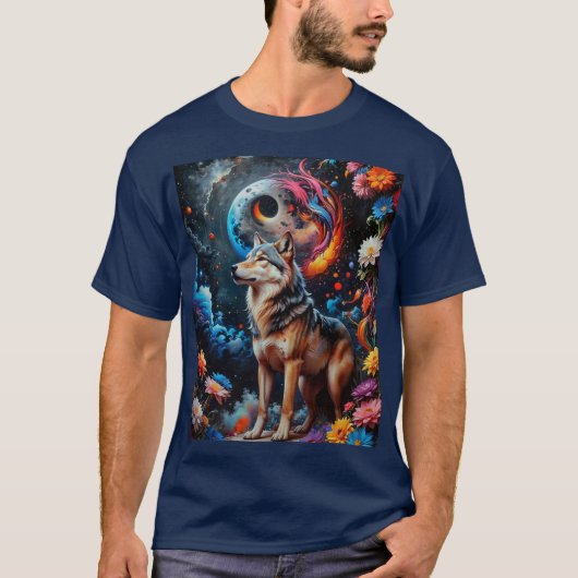 T-shirt Loup de lune Abstraite (Devant)