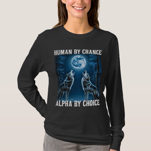T-shirt Loup de lune, loup solitaire hurlant Alpha Wolf Ar (Devant)