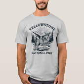 T-shirt Loup de Yellowstone et cascade (Devant)
