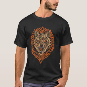 T-shirt Loup d'Odinu2019 Fenrir u2013 Rune Viking Gravée