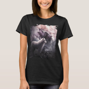 T-shirt Loup Éclair hurlant Sur La Lune