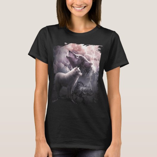 T-shirt Loup Éclair hurlant Sur La Lune (Devant)