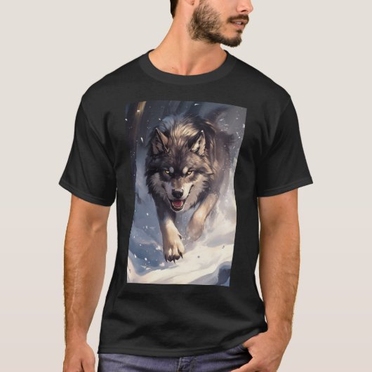T-shirt Loup en hiver (Devant)
