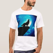 T-shirt Loup en silhouette hurlant à la pleine lune (Devant)