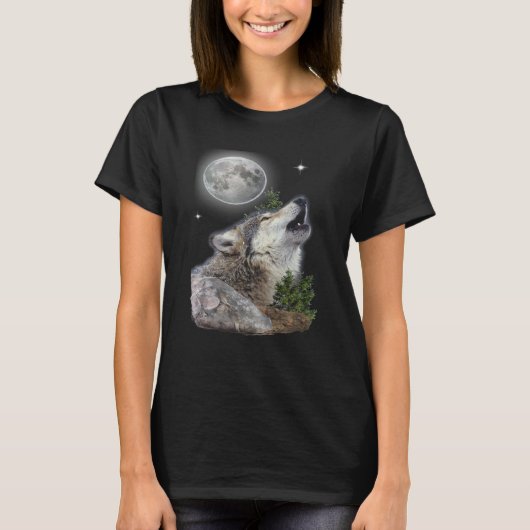 T-shirt loup et lune (Devant)