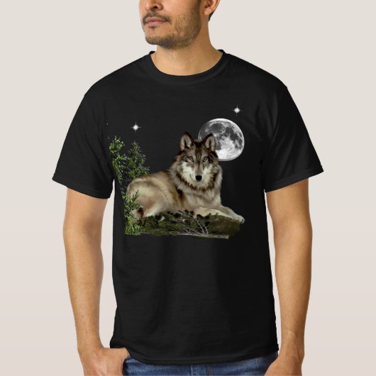 T-shirt loup et lune (Devant)