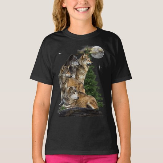 T-shirt Loup et lune (Devant)