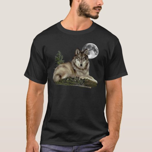 T-shirt loup et lune (Devant)