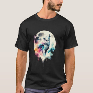 T-shirt Loup Forêt Lune Vintage Cosmique Hurlement Amant d