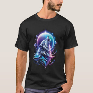 T-shirt Loup Forêt Lune Vintage Cosmique Hurlement Amoureu