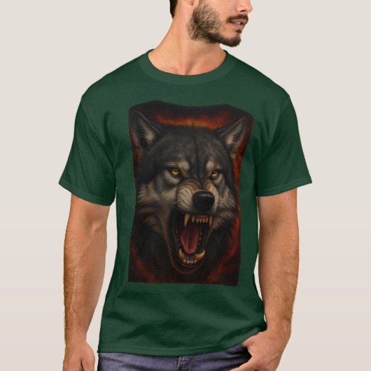 T-shirt loup fougueux : symbole de force et de férocité (Devant)