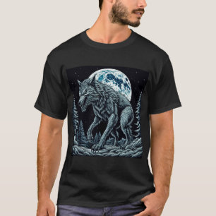 T-shirt Loup-garou vintage grognant par une nuit de pleine