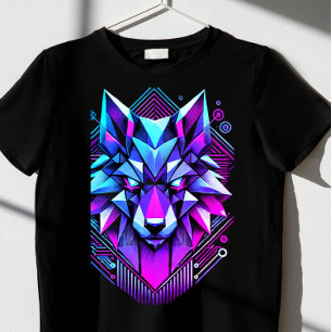 T-shirt loup géométrique