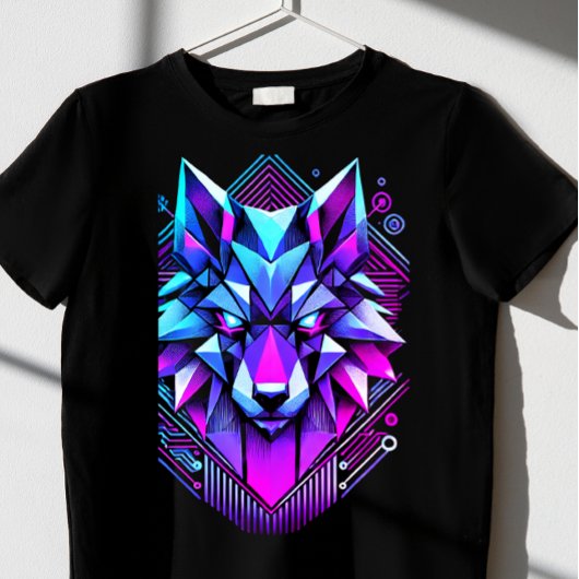 T-shirt loup géométrique