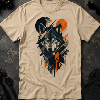 T-Shirt Loup Géométrique | Graphique Minimaliste d