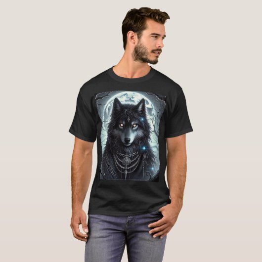 T-shirt Loup gothique | Pleine lune | Imaginaire sombre (Devant entier)